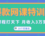 爆款网课特训营，一套课程打天下，网课变现的10个实操法，月收入3万到10万-云帆项目库