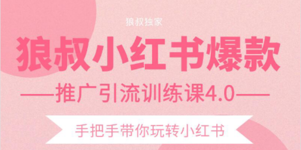 狼叔小红书爆款推广引流训练课4.0，手把手带你玩转小红书-云帆项目库