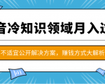 抖音冷知识领域月入过万项目,不适宜公开解决方案 ,抖音赚钱方式大解析!-云帆项目库