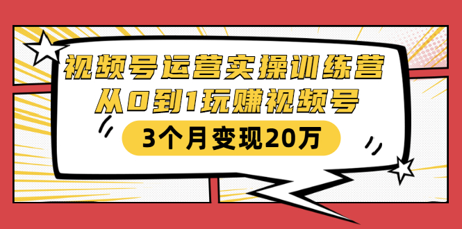视频号运营实操训练营：从0到1玩赚视频号，3个月变现20万-云帆项目库