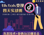 tiktok变现四天实战班，连怼技术+矩阵玩法赚美金！价值998元-云帆项目库