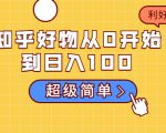 知乎好物从0开始到日入100,超级简单的玩法分享,新人一看也能上手操作-云帆项目库
