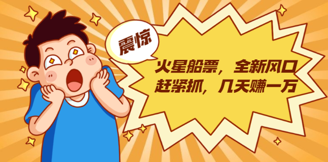 火星船票，全新风口赶紧抓，几天赚一万+摆地摊卖尾货月入一万（5个项目）-云帆项目库