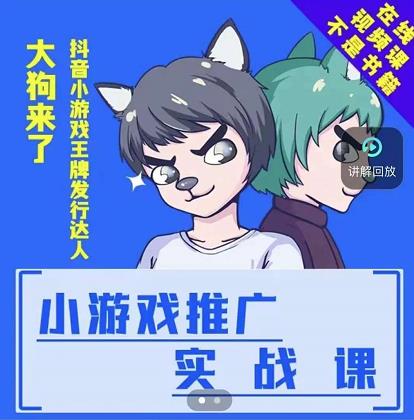 大狗来了：小游戏推广实战课，带你搭建一个游戏推广变现账号-云帆项目库