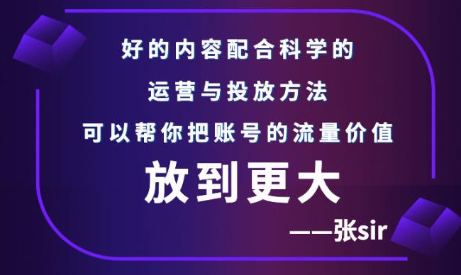 张sir账号流量增长课，告别海王流量，让你的流量更精准-云帆项目库