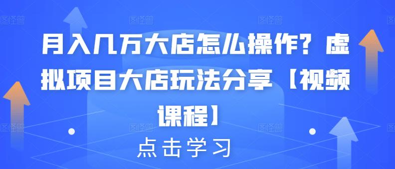 月入几万大店怎么操作？虚拟项目大店玩法分享【视频课程】-云帆项目库