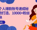 小红书个人爆款账号速成秘籍，爆款打造、10000+粉丝引流秘诀-云帆项目库