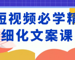 短视频必学精细化文案课，提升你的内容创作能力、升级迭代能力和变现力（价值333元）-云帆项目库