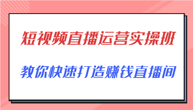短视频直播运营实操班，直播带货精细化运营实操，教你快速打造赚钱直播间-云帆项目库