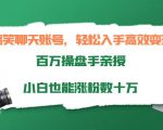 搞笑聊天账号，轻松入手高效变现，百万操盘手亲授，小白也能涨粉数十万-云帆项目库