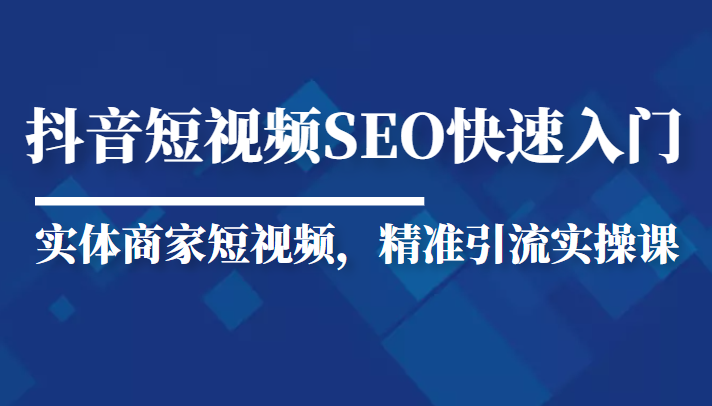 抖音短视频Seo搜索排名优化新手快速入门教程，实体商家短视频，精准引流实操课-云帆项目库