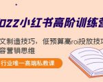 2022小红书高阶训练营:爆文制造技巧,低预算高roi投放技巧,内容营销思维-云帆项目库