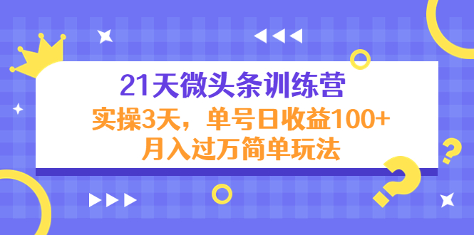 21天微头条训练营，实操3天，单号日收益100+月入过万简单玩法-云帆项目库