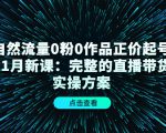 自然流量0粉0作品正价起号11月新课:完整的直播带货实操方案-云帆项目库