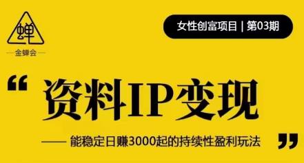 资料IP变现，能稳定日赚3000起的持续性盈利玩法-云帆项目库