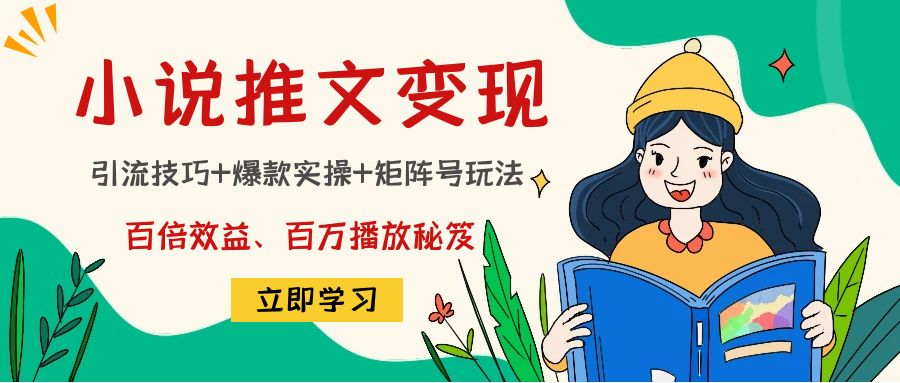 小说推文训练营：引流技巧+爆款实操+矩阵号玩法，百倍效益、百万播放秘笈-云帆项目库