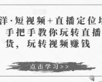于洋·短视频+直播定位培训，手把手教你玩转直播卖货，玩转视频赚钱-云帆项目库