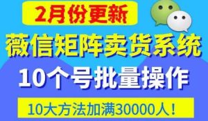 微信矩阵卖货系统,多线程批量养10个微信号,10种加粉落地方法,快速加满3W人卖货!-云帆项目库