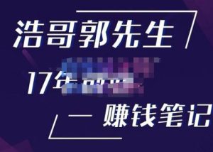 浩哥郭先生17年创业赚米笔记，打开你对很多东西的认知，让你知道原来赚钱或创业不单单是发力就行-云帆项目库