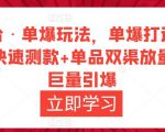 万相台·单爆玩法，单爆打造流程+单品快速测款+单品双渠放量+単品巨量引爆-云帆项目库