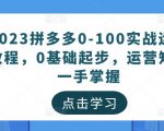 2023拼多多0-100实战运营教程,0基础起步,运营知识一手掌握-云帆项目库