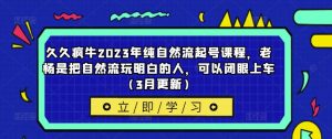 久久疯牛2023年纯自然流起号课程，老杨是把自然流玩明白的人，可以闭眼上车（3月更新）-云帆项目库