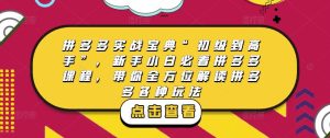 拼多多实战宝典“初级到高手”，新手小白必看拼多多课程，带你全方位解读拼多多各种玩法-云帆项目库