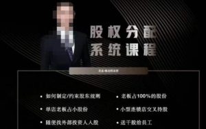 韩老师聊美业-美业股权分配系统课程,如何制定约束股东规则+老板占100%的股份+单店老板占小股份等-云帆项目库