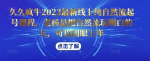 久久疯牛2023最新线上纯自然流起号课程,老杨是把自然流玩明白的人,可以闭眼上车-云帆项目库