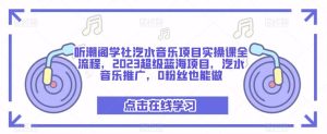 听潮阁学社汽水音乐项目实操课全流程，2023超级蓝海项目，汽水音乐推广，0粉丝也能做-云帆项目库