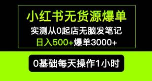 小红书无货源爆单实测从0起店无脑发笔记爆单3000+长期项目可多店-云帆项目库