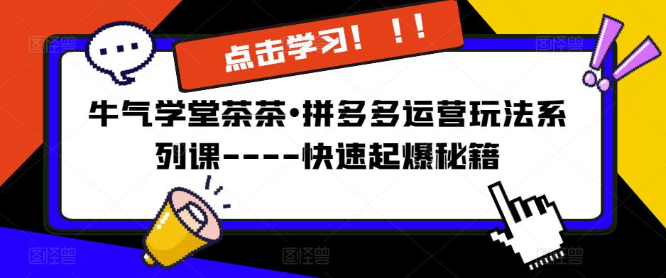 牛气学堂茶茶•拼多多运营玩法系列课—-快速起爆秘籍【更新】-云帆项目库