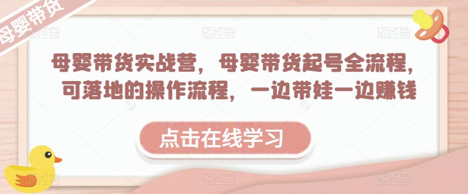 母婴带货实战营，母婴带货起号全流程，可落地的操作流程，一边带娃一边赚钱（附素材）-云帆项目库