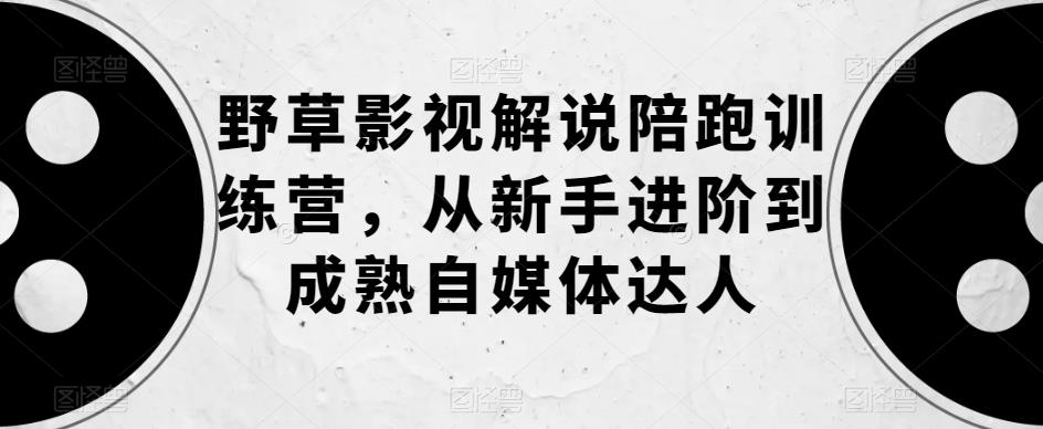 野草影视解说陪跑训练营，从新手进阶到成熟自媒体达人-云帆项目库