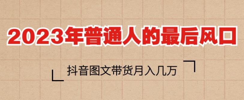 2023年普通人的最后风口，抖音图文带货月入几万，只需一部手机即可操作-云帆项目库