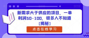 新需求大于供应的项目,一单利润50-100,很多人不知道【揭秘】-云帆项目库