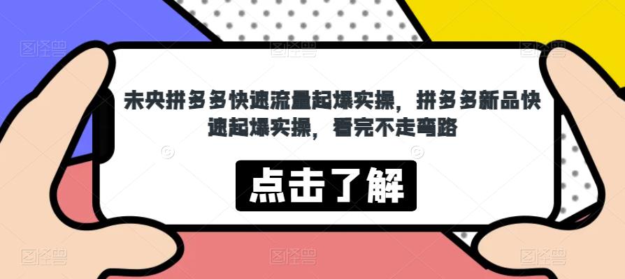 未央拼多多快速流量起爆实操，拼多多新品快速起爆实操，看完不走弯路-云帆项目库