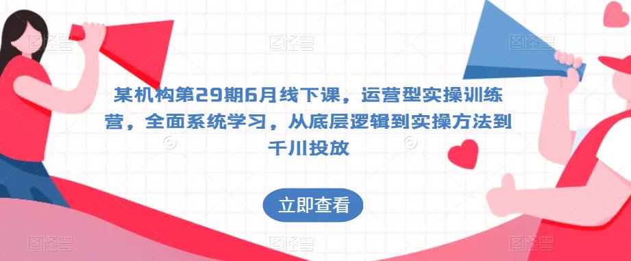 某机构第29期6月线下课，运营型实操训练营，全面系统学习，从底层逻辑到实操方法到千川投放-云帆项目库