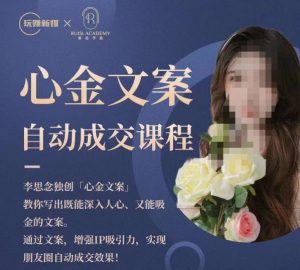 心金文案自动成交课程,教你写出既能深入人心又能吸金的文案,实现朋友圈自动成交效果-云帆项目库