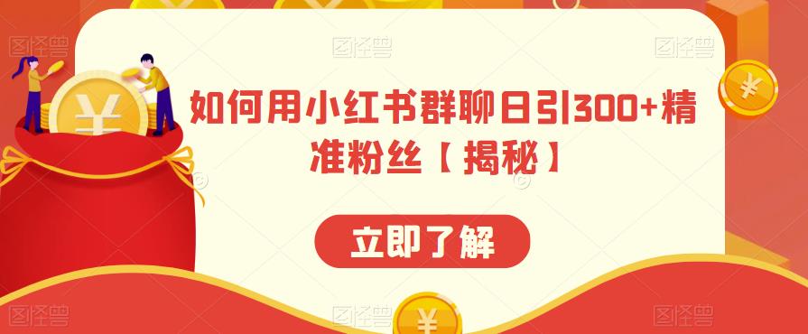 如何用小红书群聊日引300+精准粉丝【揭秘】-云帆项目库