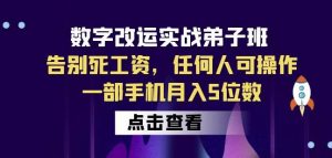 数字改运实战弟子班：告别死工资，任何人可操作，一部手机月入5位数-云帆项目库