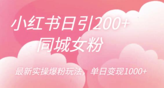 小红书日引200+同城女粉，最新实操爆粉玩法，单日变现1000+【揭秘】-云帆项目库