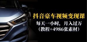 抖音豪车视频变现分享课：每天一小时，月入过万（教程+4986张素材）-云帆项目库