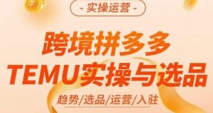 伍跃·跨境拼多多TEMU实操与选品,趋势/选品/运营/入住(27节完整)-云帆项目库