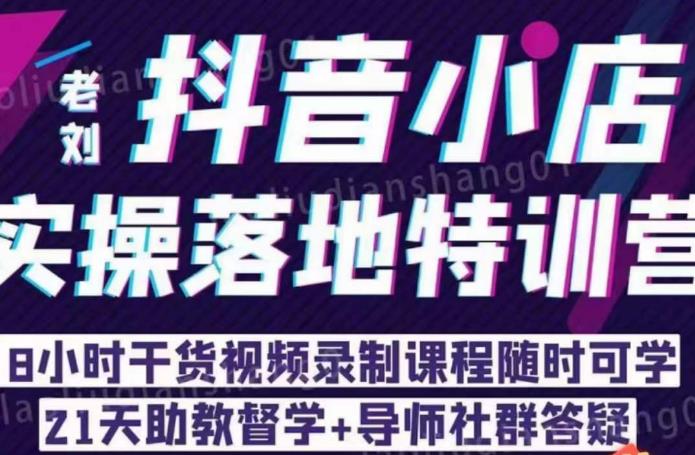 老刘·抖店商品卡流量，​抖音小店实操落地特训营，8小时干货视频录制课程随时可学-云帆项目库