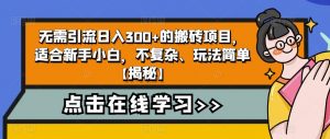 无需引流日入300+的搬砖项目，适合新手小白，不复杂、玩法简单【揭秘】-云帆项目库