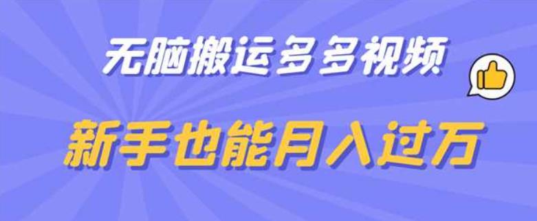 无脑搬运多多视频，新手也能月入过万【揭秘】-云帆项目库