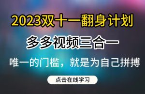 2023双十一翻身计划,多多视频带货三合一玩法教程【揭秘】-云帆项目库