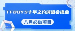 最新蓝海项目，靠最近非常火的TFBOYS十年之约演唱会流量掘金，八月必做的项目【揭秘】-云帆项目库