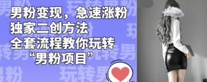 男粉变现,急速涨粉独家二创方法,全套流程教你玩转“男粉项目”【揭秘】-云帆项目库